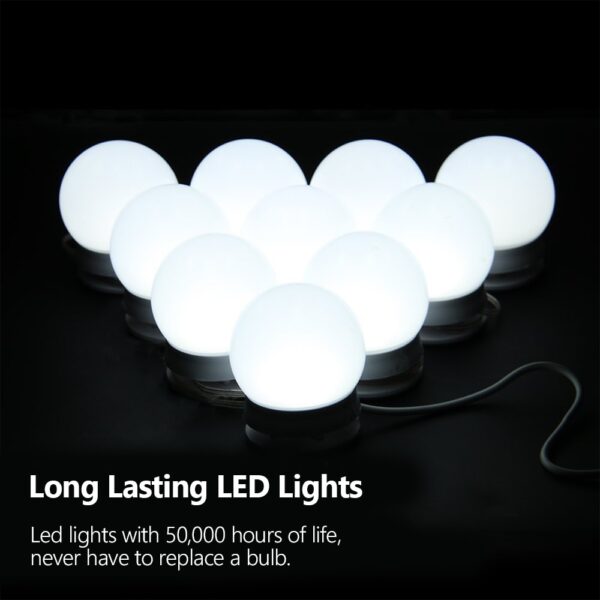 10Pcs Makeup Mirror Vanity LED Light Bulbs lamp Kit 3 Levels Brightness Adjustable Lighted Make up 2