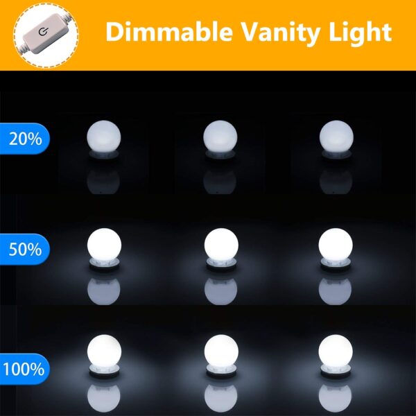 10Pcs Makeup Mirror Vanity LED Light Bulbs lamp Kit 3 Levels Brightness Adjustable Lighted Make up 3