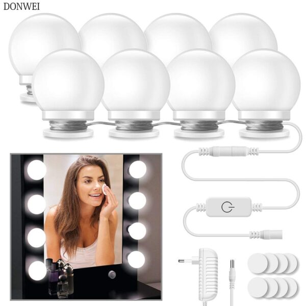 10Pcs Makeup Mirror Vanity LED Light Bulbs lamp Kit 3 Levels Brightness Adjustable Lighted Make up