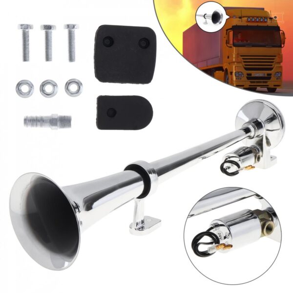 17Inch Chrome Plated ZINC Universal 150dB Super Loud Single Trumpet Car Air Operated Horn for Automobiles