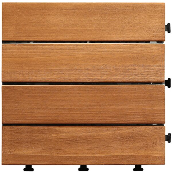 1PC Interlocking Flooring Tiles In Solid Teak Wood Suitable for Indoor and Outdoor Applications Stripe Pattern 4