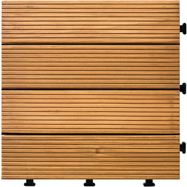 1PC Interlocking Flooring Tile Sa Solid Teak Wood Angayan sa Indoor ug Outdoor Applications Stripe Pattern 5