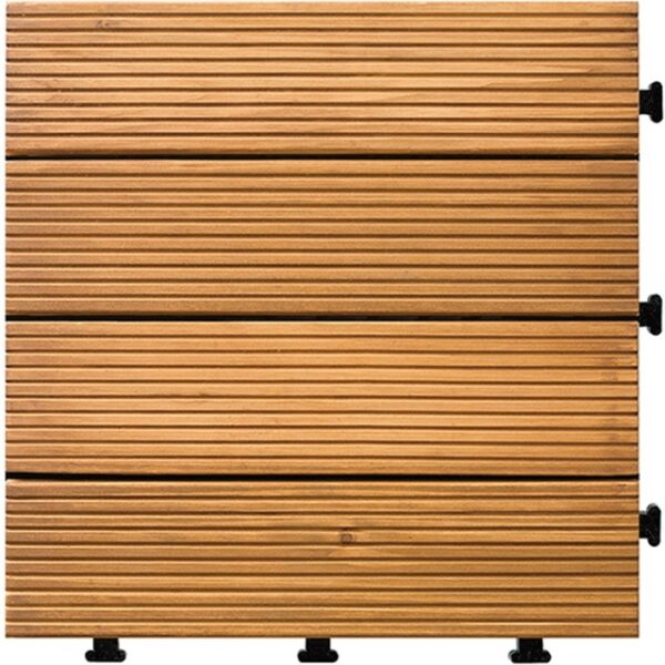 1PC Interlocking Flooring Tiles In Solid Teak Wood Suitable for Indoor and Outdoor Applications Stripe