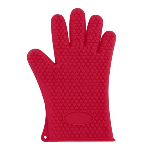 I-1pc I-Silicone Glove Engazweli Ukupheka Ukubhaka I-BBQ Oven Pot Holder Mitt Kitchen Red Usesho Olushisayo 3