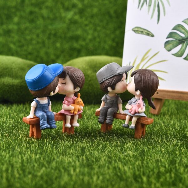 1set Sweety Lovers Couple Chair Figurines Miniatures Fairy Garden Gnome Moss Valentine's Day Gift Resin 1