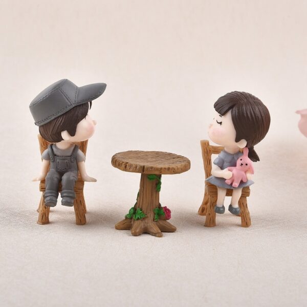 1set Sweety Lovers Couple Chair Figurines Miniatures Fairy Garden Gnome Moss Valentine s Day Gift Resin 5