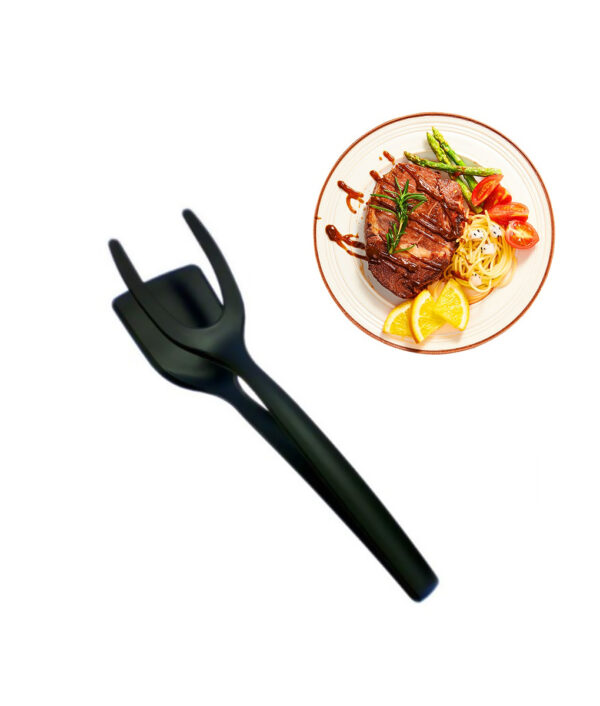 انبر 2 In 1 Grip and Flip Tongs Egg Spatula Tongs Clamp Pancake Ogg سرخ شده نان تست فرانسوی 3 1