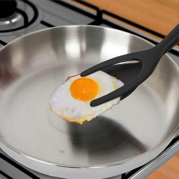 2 In 1 Grip and Flip Tongs Egg Spatula Tongs Clamp Pancake Fried Egg French Toast