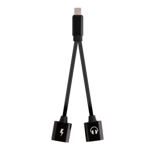 2 di 1 de Adaptera Headphone Ji bo iphone7 iphoneX 8 8Plus Dual USB Headphone Adapter Cable Charging 1