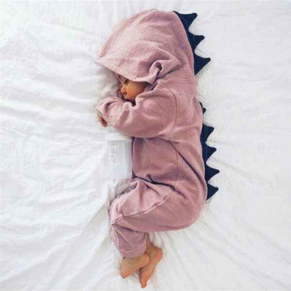 2017 Newborn Baby Baby Boy Girl Dinosaur Hooded Romper Jumpsuit Outfit Vestiti D50 1