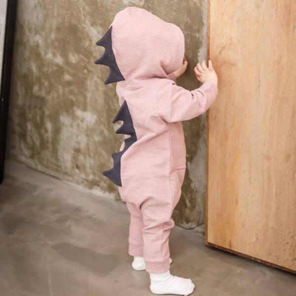 2017 Bag-ong Natawo nga Masuso Baby Boy Girl Dinosaur Hooded Romper Jumpsuit Outfits Mga Saput D50 2