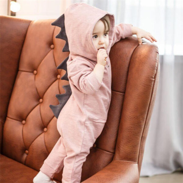 2017 Newborn Baby Baby Boy Girl Dinosaur Hooded Romper Jumpsuit Outfit Vestiti D50 3