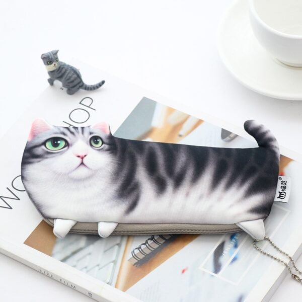 2018 NEW Kawaii Novelty Simulation Cartoon Cat Pencil Case Soft cloth School Stationery Pen Bag Gift 2