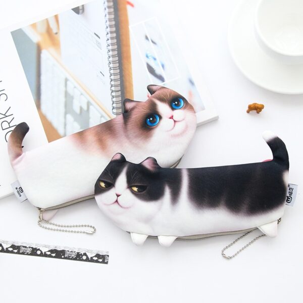 2018 NEW Kawaii Novelty Simulation Cartoon Cat Pencil Case Soft cloth School Stationery Pen Bag Gift 3