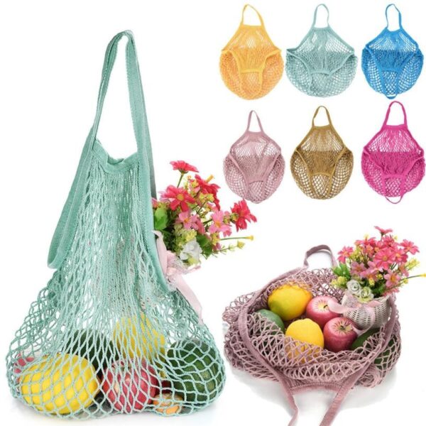 2019 New Mesh Net Turtle Bag String Shopping Bag Reusable Fruit Storage Handbag Totes Women Shopping