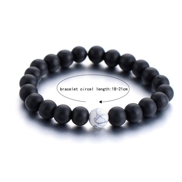 2Pcs Issettja Koppji Distanza Bracelet Ġebel Naturali Klassiku Abjad u Iswed Yin Yang brazzuletti biż-żibeġ għal 3