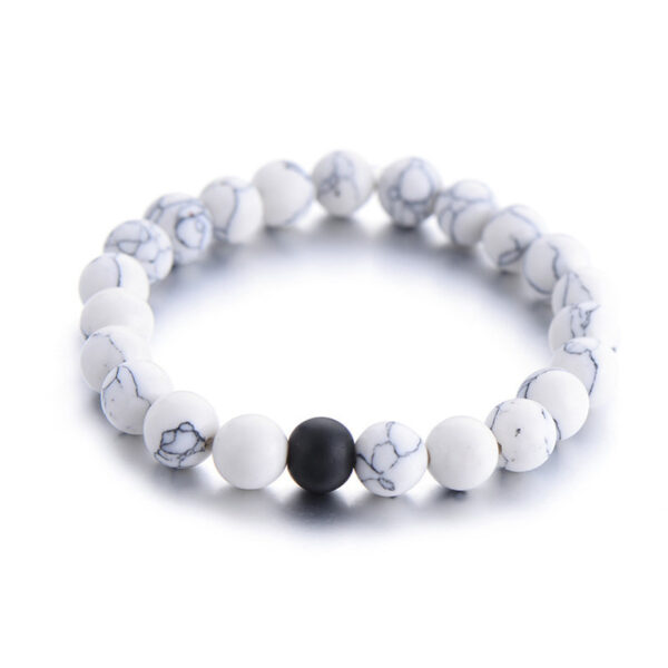 2stk sæt par afstandsarmbånd klassisk natursten hvide og sorte Yin Yang beaded armbånd til 4