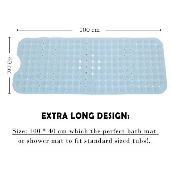 40cmx100cm Extra Long Bathtub Mat Non Slip Anti Bacterial Suction Cups Secure Mat To Tub 1