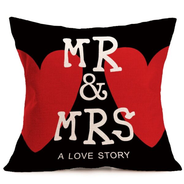 43 43cm Love Mr Mrs Cotton Linen Throw Pillow Cushion Cover Valentine s Day Gift Home 1