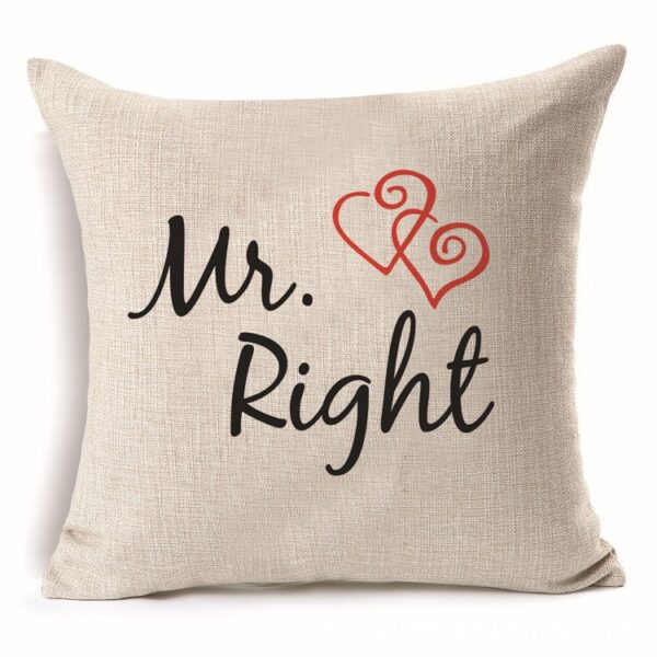 43 43cm Gugma Mr Mrs Cotton Linen Throw Pillow Cushion Cover Regalo sa Balay 4