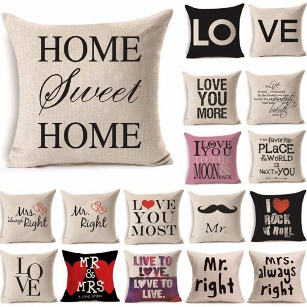 43 43cm Gugma Mr Mrs Cotton Linen Throw Pillow Cushion Cover Valentine's Day Gift Home