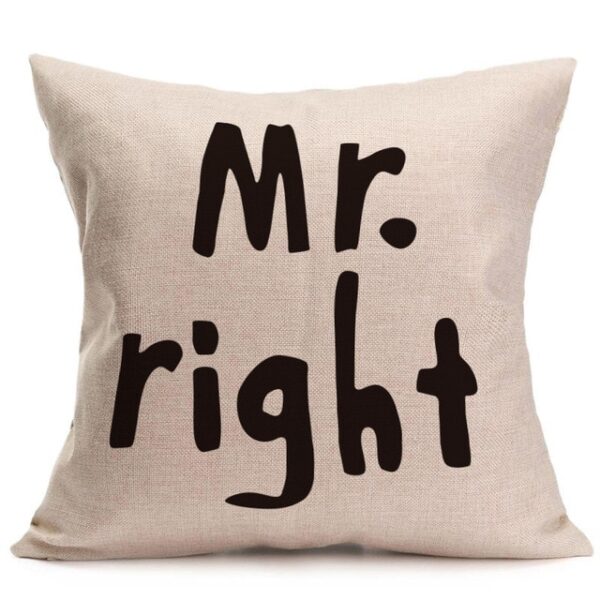 43 43cm Gugma Mr Mrs Cotton Linen Throw Pillow Cushion Cover Regalo sa Valentine's Day