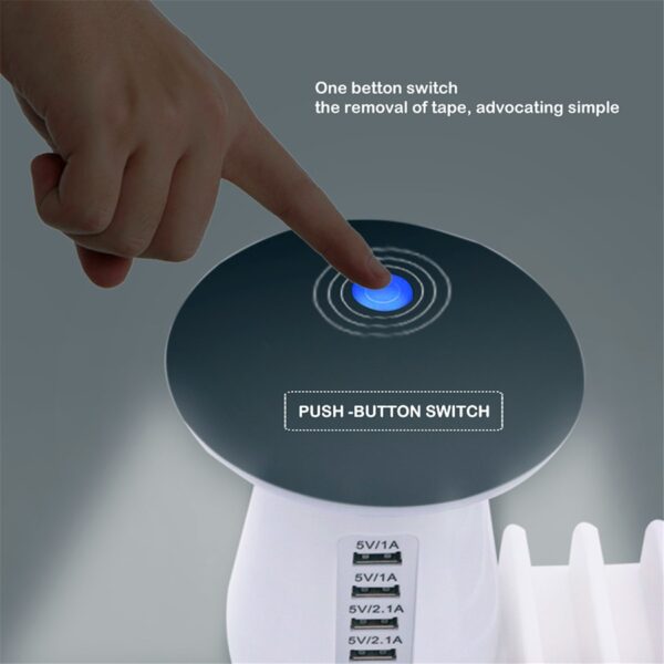 5 Port USB Rapid Desktop Charging Station Smart USB Wall Charger Hub Travel Charger With Night 3