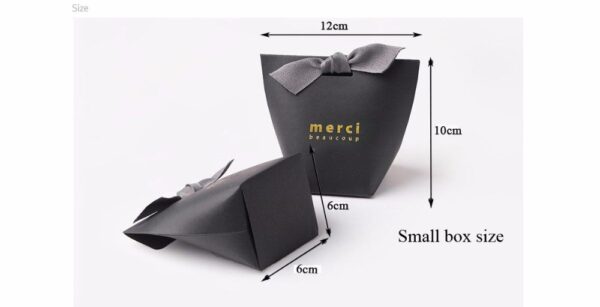 5pcs Upscale Black White Bronzing Merci Candy Bag French Thank You Wedding Favors Gift Box Package 2