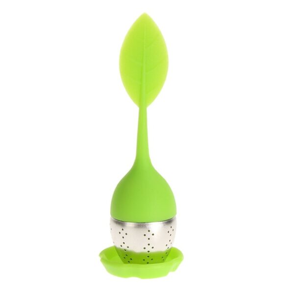 6 Colors Silicone Tea Infuser Reusable Tea Strainer Sweet Leaf with Drop Tray Novelty Tea Ball 3.jpg 640x640 3