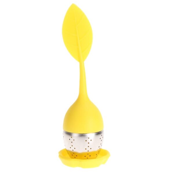 6 Colors Silicone Tea Infuser Reusable Tea Strainer Sweet Leaf with Drop Tray Novelty Tea Ball 4.jpg 640x640 4