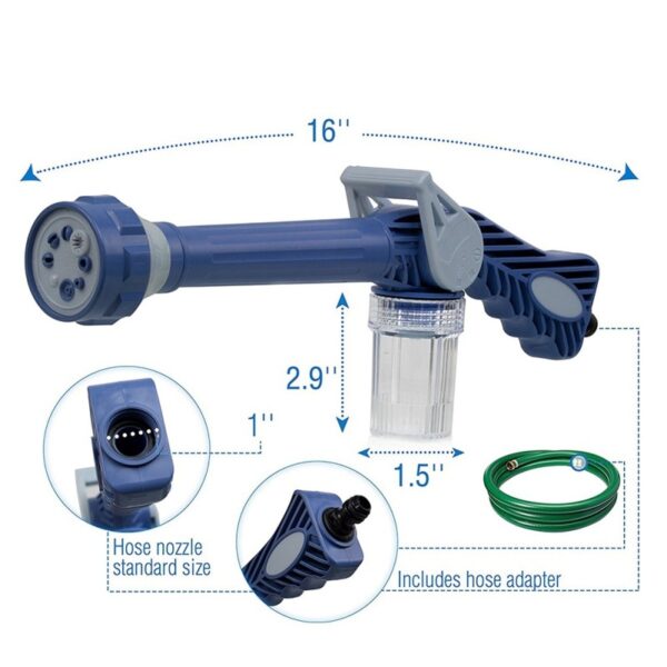 Pistolet à eau haute pression 8 en 1, pistolet de pulvérisation de nettoyage de jardin et de voiture, pulvérisateur en plastique facile à 3