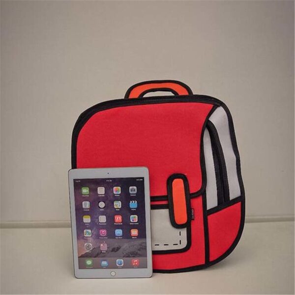 AEQUEEN 3D Printing Canvas Backpacks 2D Drawing Cartoon School Back Pack Bag Cute Student Schoolbag Messenger 1