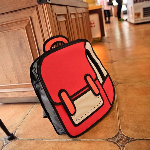 AEQUEEN 3D Printing Canvas Backpacks 2D Drawing Cartoon School Back Pack Bag Cute Student Schoolbag Messenger 2