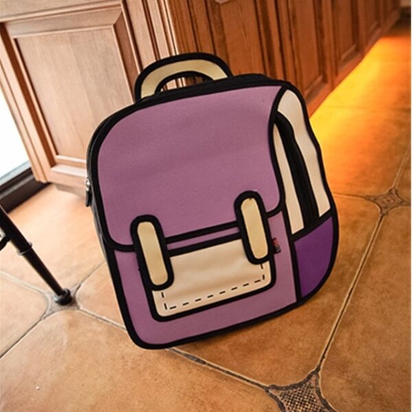 AEQUEEN 3D Printing Canvas Backpacks 2D Drawing Cartoon School Back Pack Bag Cute Student Schoolbag Messenger 2.jpg 640x640 2