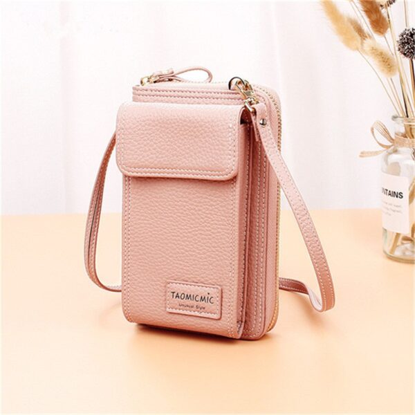 AEQUEEN Ladies Solid Faux Kulit Clutch Bag Kantong Crossbody Leutik Pikeun Dompet awéwé 4 Slot Kartu 3