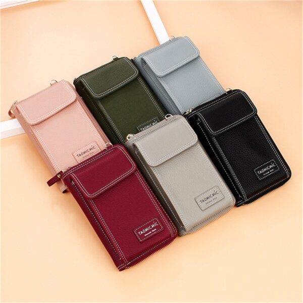 AEQUEEN Ladies Solid Faux Kulit Clutch Bag Kantong Crossbody Leutik Pikeun Dompet awéwé 4 Slot Kartu 4