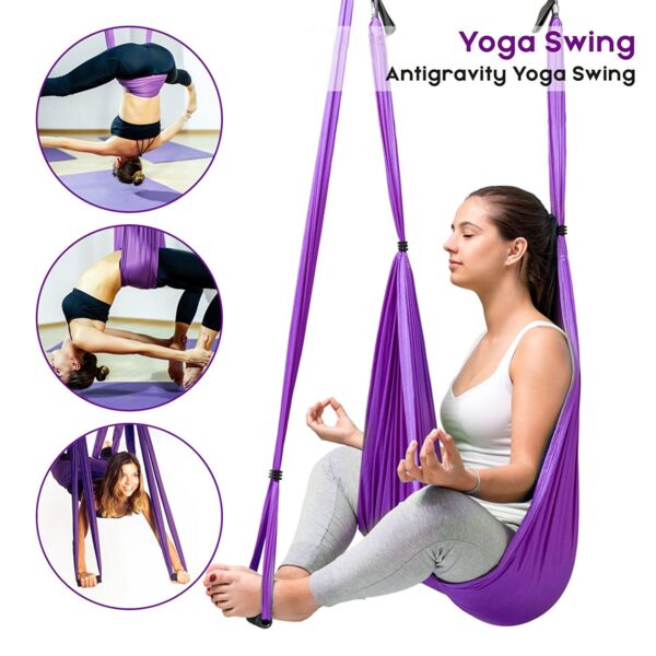 I-Aerial Yoga Swing Anti Gravity Yoga Hammock Indwangu Flying Traction Idivayisi ye-Yoga Hammock Setha Izisetshenziswa ezingu-2