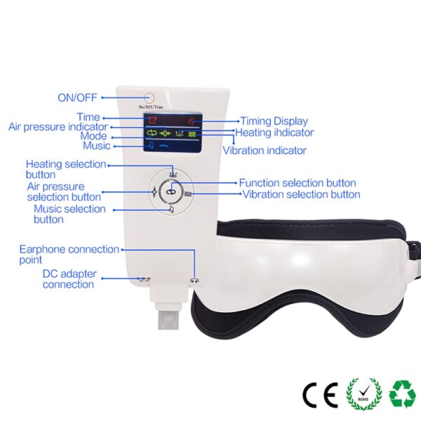Beurha Electric DC Vibration Eye Massager Machine Music Magnetic Air Pressure Infrared Heating Massage Glasses Eyes 2