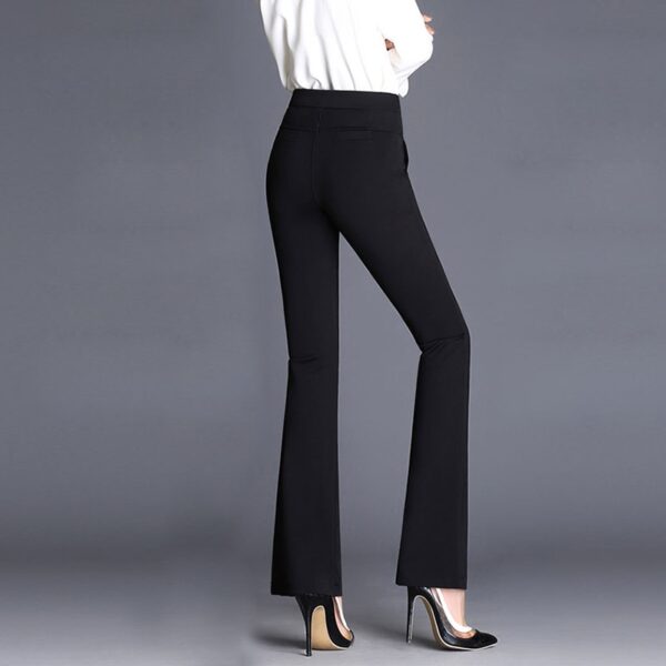 Suruali ya Black Office Lady Women's Micro Flare Suruali Rasmi Imara Ya Navy Bluu Kiuno Kirefu 1