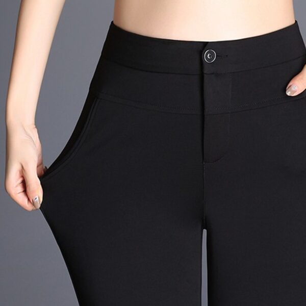 Black Office Lady Women s Micro Flare Pants Pormal nga Solid Navy Blue Taas nga Pisaw nga Long Trousers 3