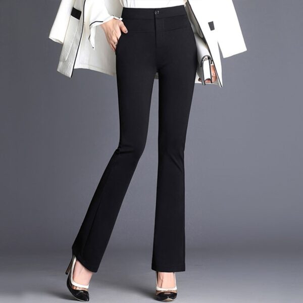 Black Office Lady Women s Micro Flare Pants Formal Solid Navy Blue High Waist Long Trousers