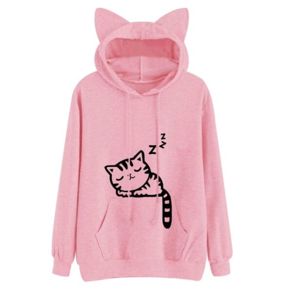 Itom nga mga Babaye Kawaii Cat Ear Hoodies Tops Cute Cartoon Sleeping Cat Printed Hooded Sweatshirt Female Loose 2..jpg 640x640 2