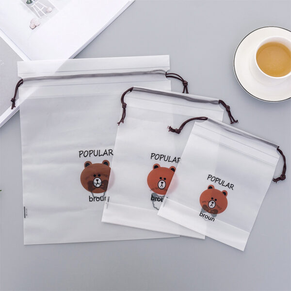 Bolsa de cosméticos transparente urso marrom, estojo de maquiagem para viagem, mulheres, zíper, organizador de banho, bolsa de armazenamento 2