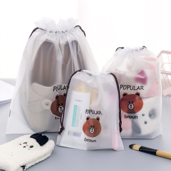 Brown Bear Transparent Cosmetic Bag Travel Makeup Case Women Zipper Make Up Bath Organizer Storage Pouch