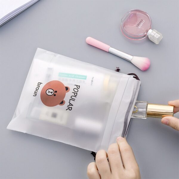 Brown Bear Transparent Cosmetic Bag Travel Makeup Case Women Zipper Make Up Bath Organizer Storage Pouch 4