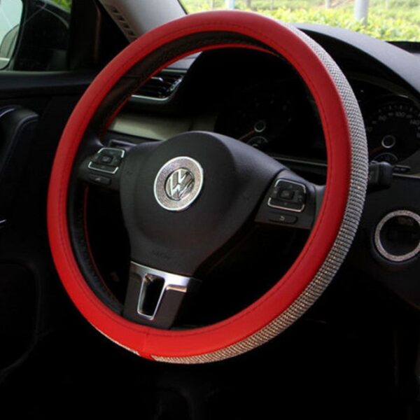 Car Leather Steering Wheel Covers Crystal Rhinestone Auto Steering Wheel Covers Protectors Interior Accessories For Women 1.jpg 640x640 1