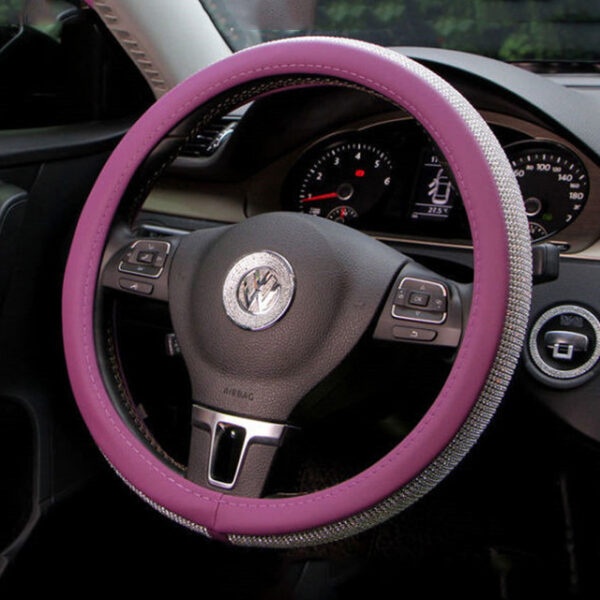 Car Leather Steering Wheel Covers Crystal Rhinestone Auto Steering Wheel Covers Protectors Interior Accessories For Women 2.jpg 640x640 2