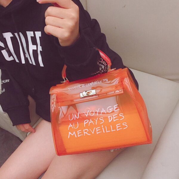 Tin-aw nga Transparent PVC Shoulder Bags Women Candy Color Women Jelly Bags Purse Solid Color Handbags Dako 1