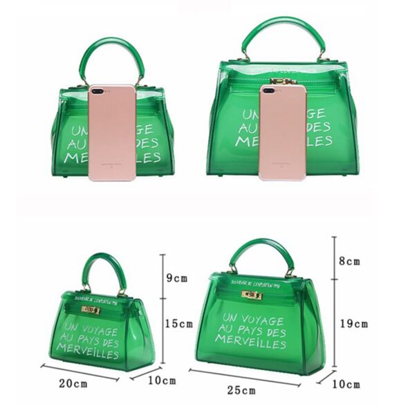 Tin-aw nga Transparent PVC Shoulder Bags Women Candy Color Women Jelly Bags Purse Solid Color Handbags Dako 3