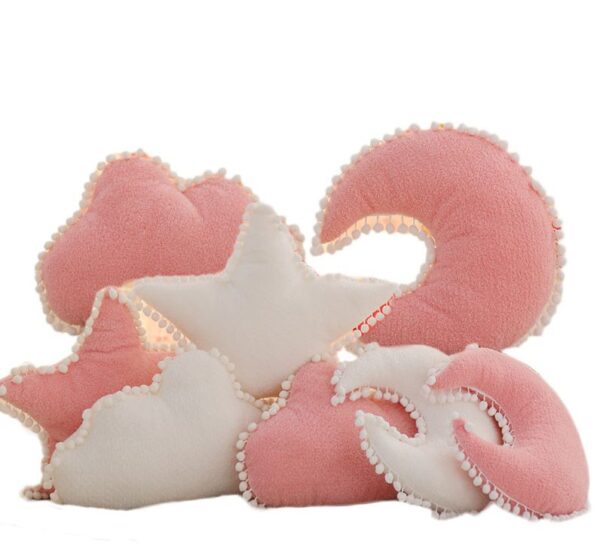 Cloud Plush Pillow Pink White Stuffed Soft Star Throw Pillow Moon Cushion Baby Kids Pillow Sofa e1547837292149